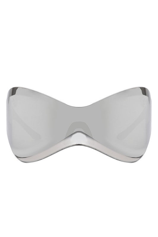 Futuristic Oversized Rimless Wraparound Sunglasses