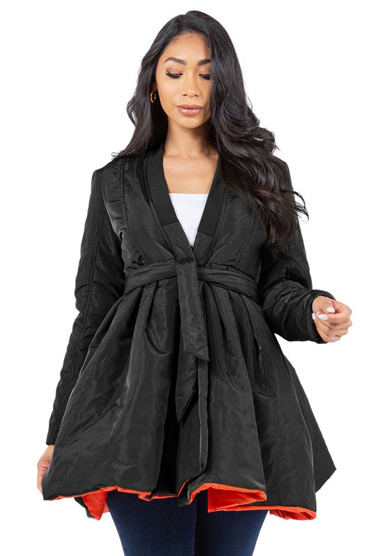 WOMEN FASHION PUFFER JACKET DRESS OUTERWEAR