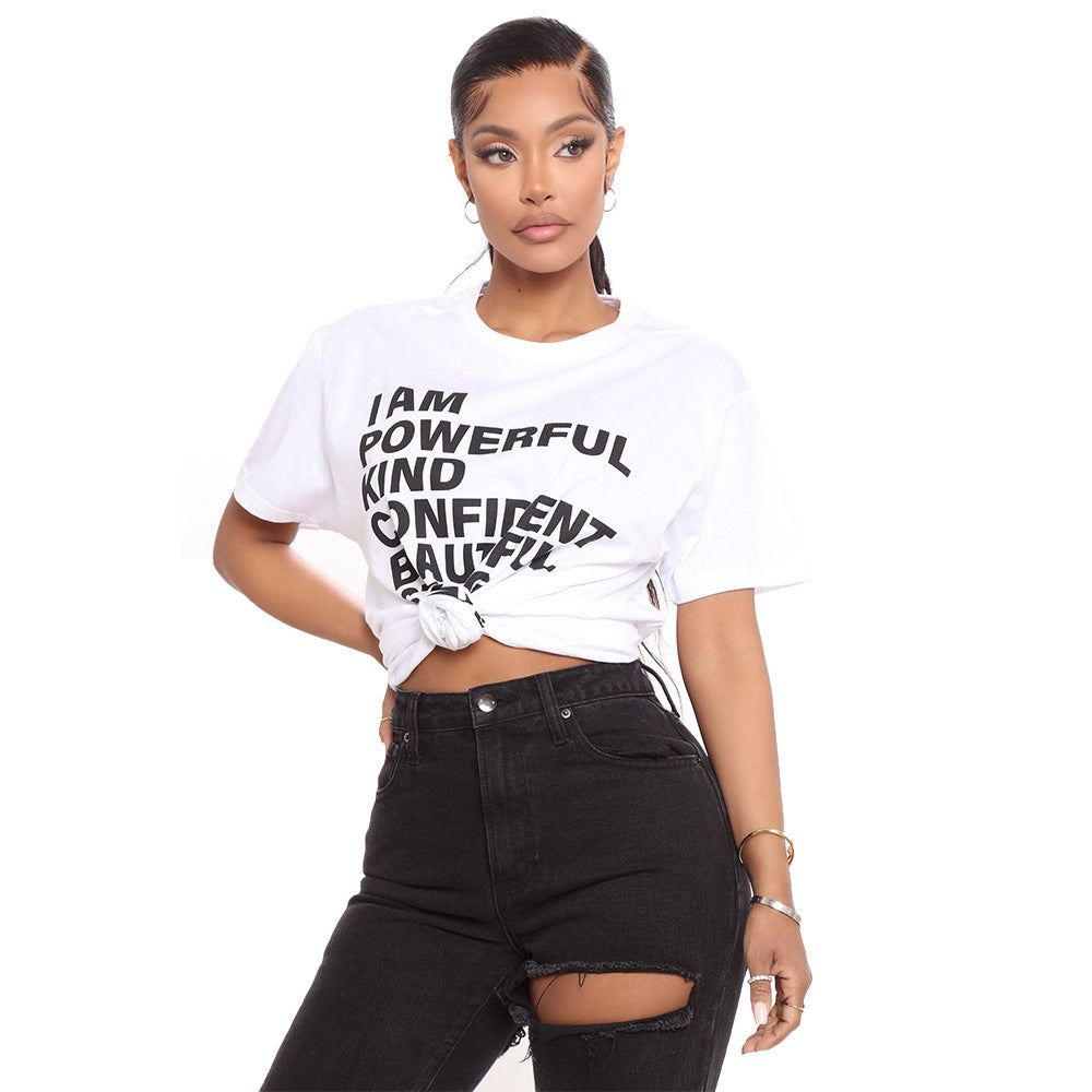 Casual White Women's Printed T-shirt