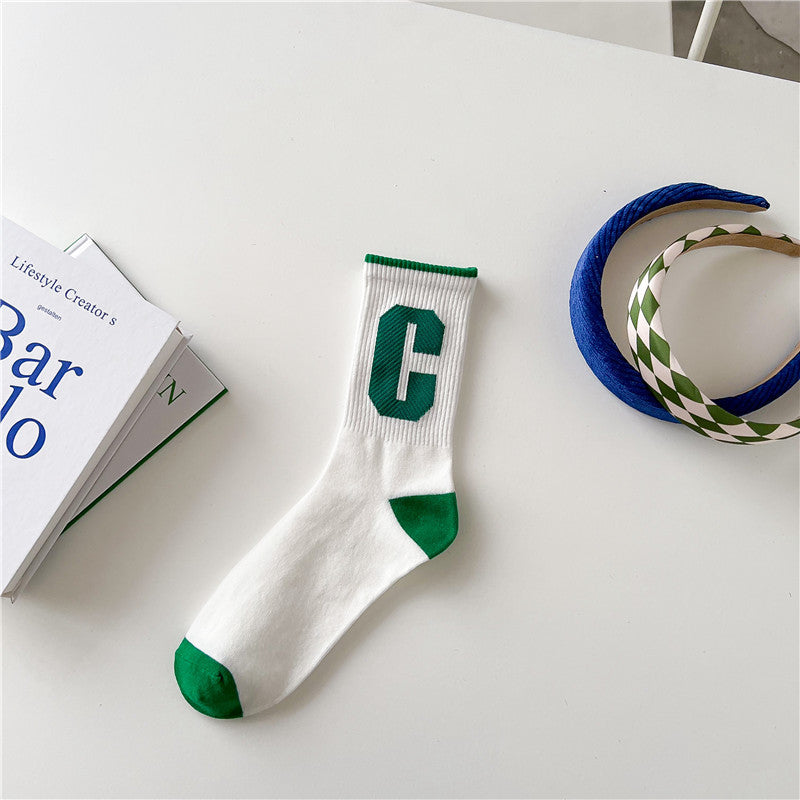 Fashion Letters Socks Women's Mid-calf Length Sock